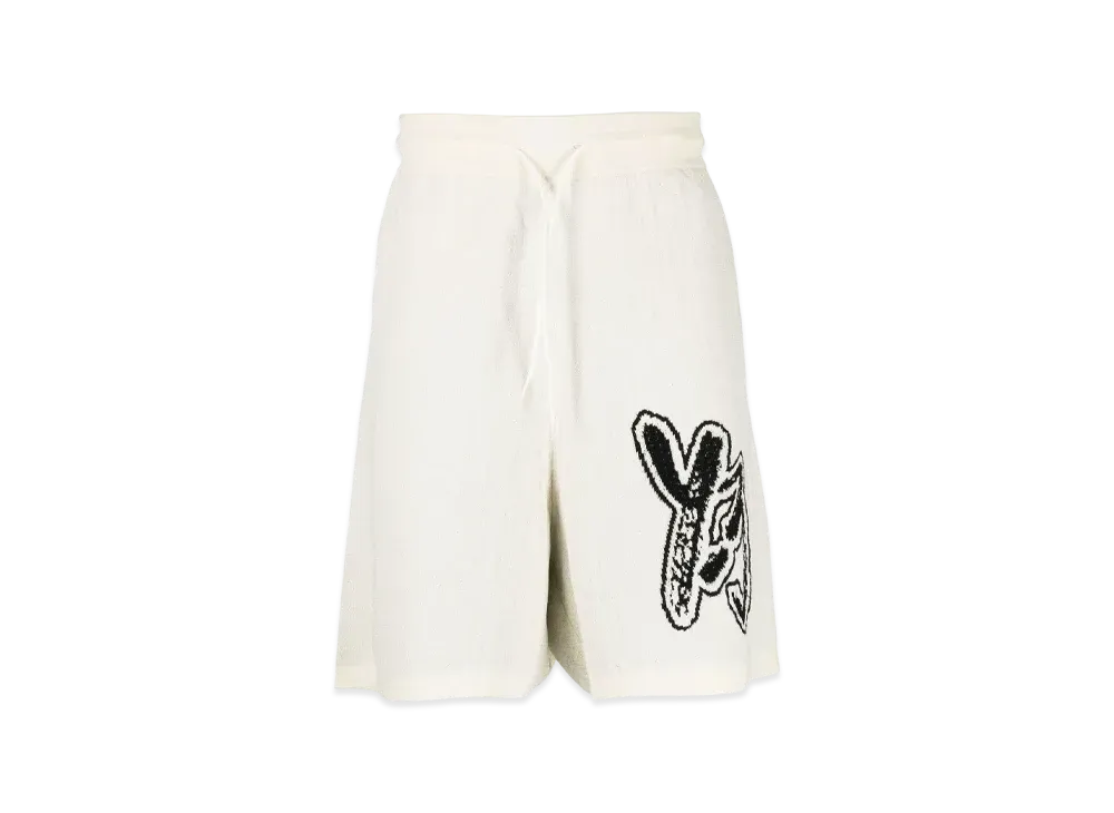 Y-3 Logo Knit Shorts "Off White"