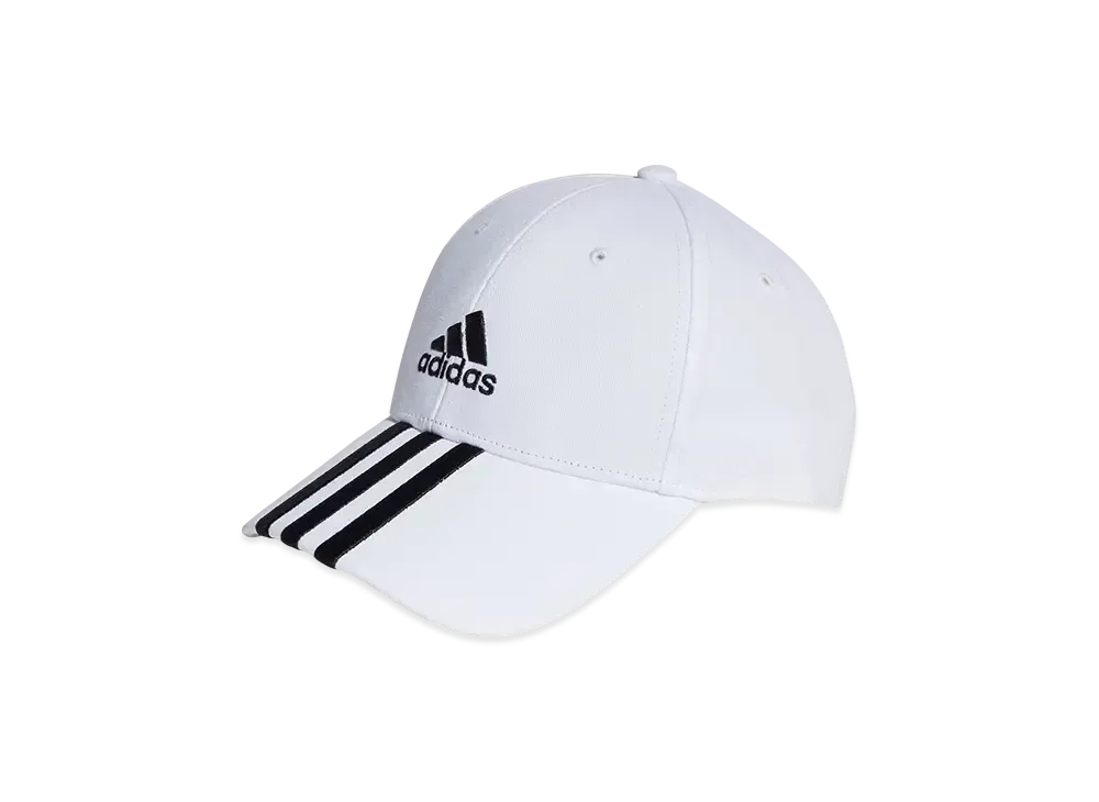 adidas 3-Stripes Cotton Twill Baseball Cap "White/Black"
