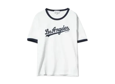 Sporty&Rich Dodgers Ringer Tee "WHITE/DARK NAVY"
