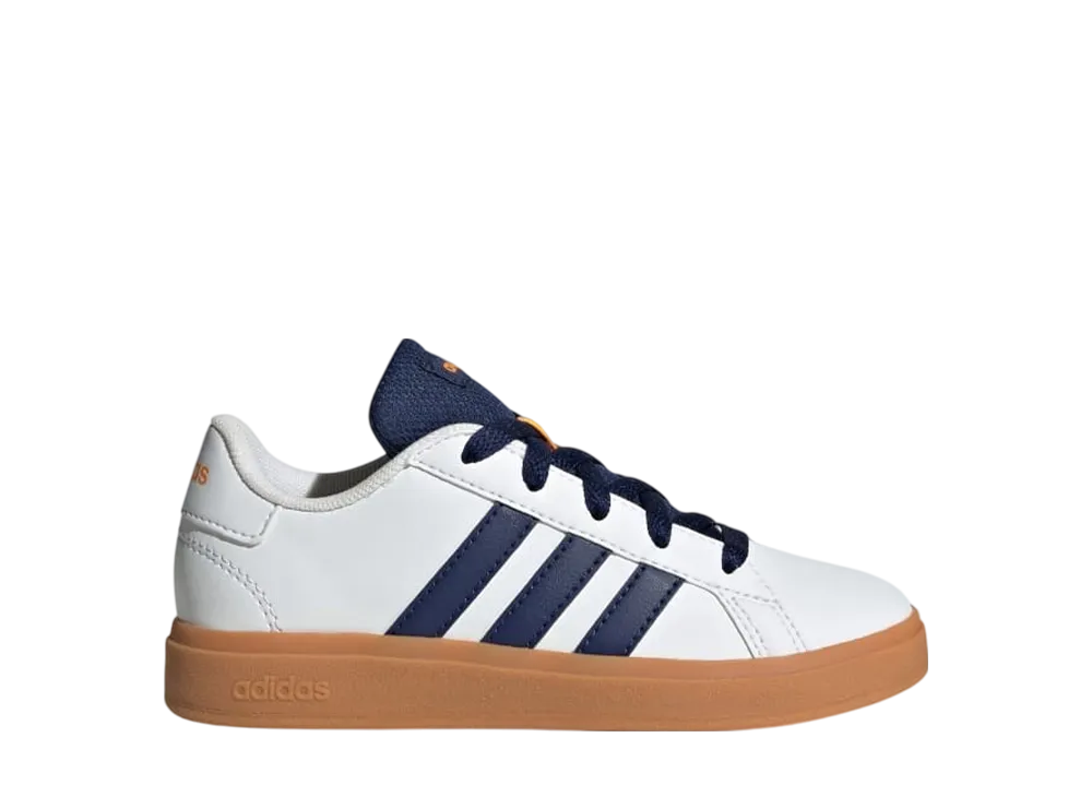 アディダス GS グランドコート ライフスタイル テニス "クラウドホワイト/ダークブルー/ガム" (キッズ)