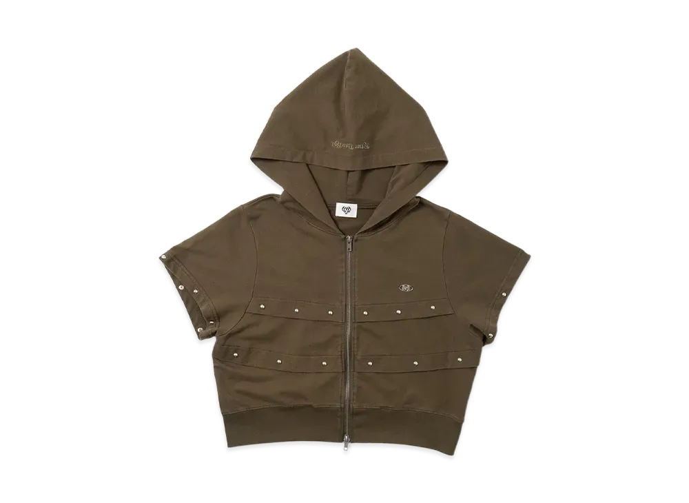 HTH short sleeve zip hoodie "KHAKI"