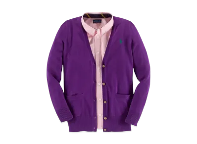 Polo Ralph Lauren Kids Slouchy Cotton Cardigan "Purple"
