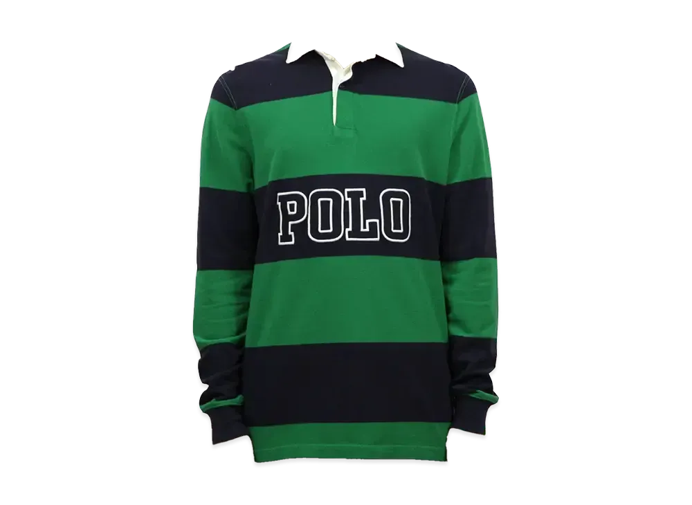 Polo Ralph Lauren Striped Cotton Rugby Shirt "Navy/Green"