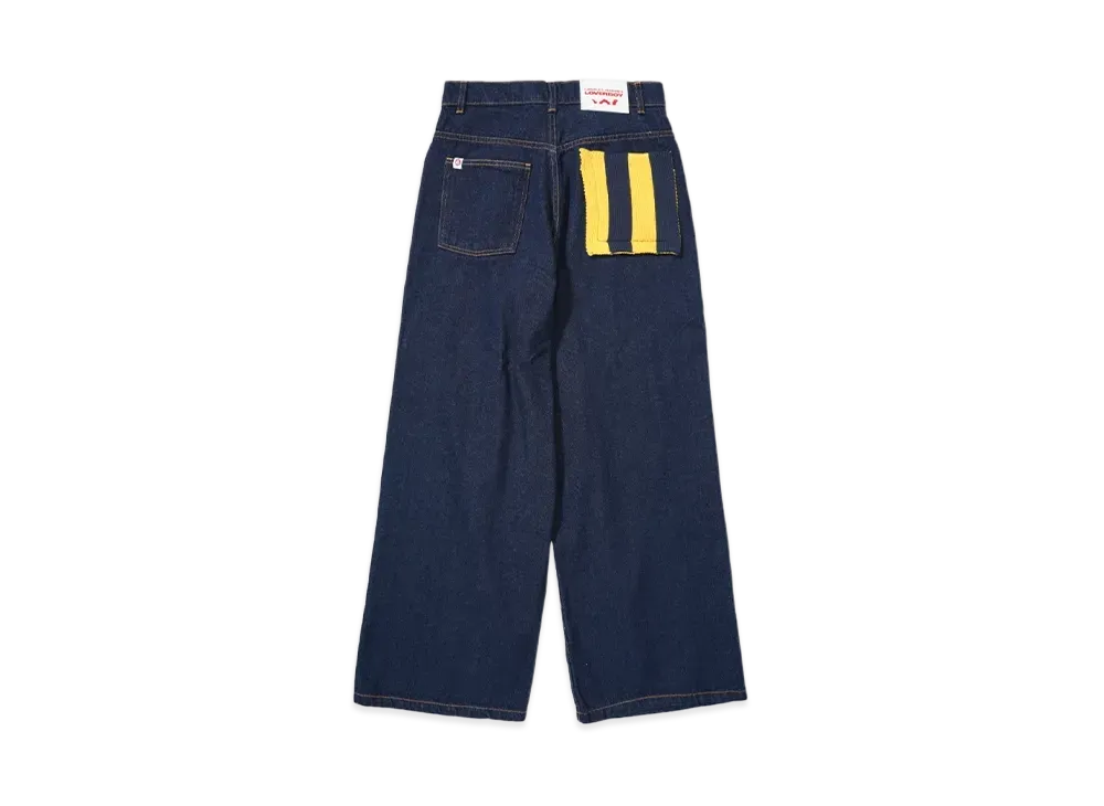 Charles Jeffrey Loverboy WIDE LEG JEAN WITH KNIT PATCH WAISTED "INDIGO"
