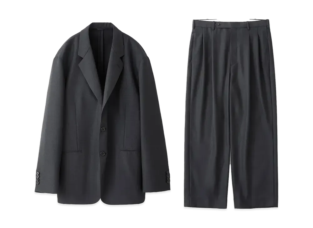 everyone x A.PRESSE Wool Gabardine Jacket & Wide Trousers "Charcoal"