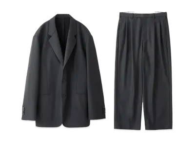 everyone x A.PRESSE Wool Gabardine Jacket & Wide Trousers "Charcoal"