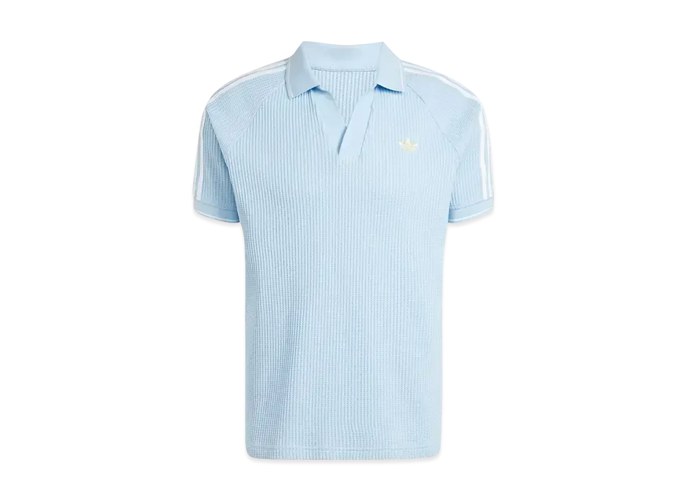 adidas Originals Waffle Knit Polo Shirt "Clear Sky/Almost Yellow/White"