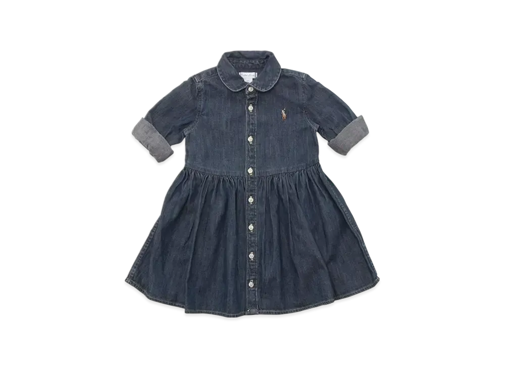 Polo Ralph Lauren Kids Shirred Denim Shirtdress "Blue"