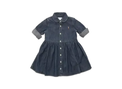 Polo Ralph Lauren Kids Shirred Denim Shirtdress "Blue"