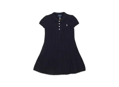Polo Ralph Lauren Kids Cable Knit Cotton Polo Sweater Dress "Navy"
