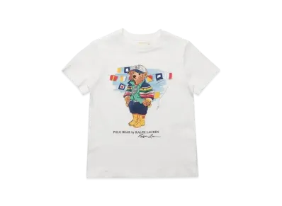 Polo Ralph Lauren Kids Short Sleeve Cotton Jersey Sailing Bear Graphic T-Shirt "White"