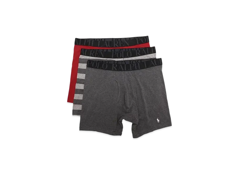 Polo Ralph Lauren Stretch Classic Fit Boxer Pants 3 Pack "Red/Charcoal/Stripe"