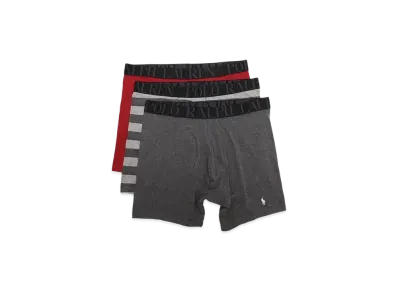 Polo Ralph Lauren Stretch Classic Fit Boxer Pants 3 Pack "Red/Charcoal/Stripe"