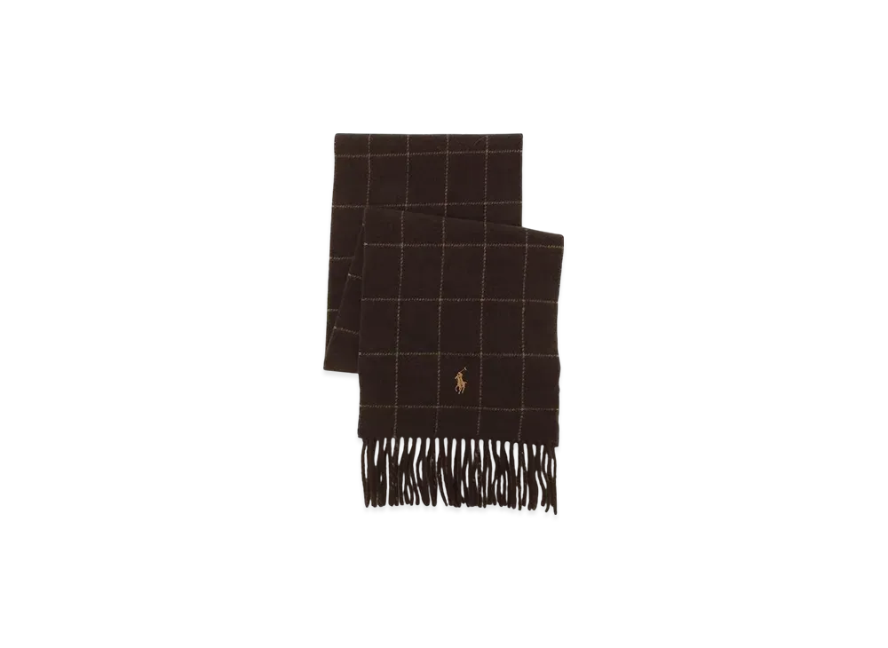 Polo Ralph Lauren Reversible Wibdowpane Scarf "Brown"