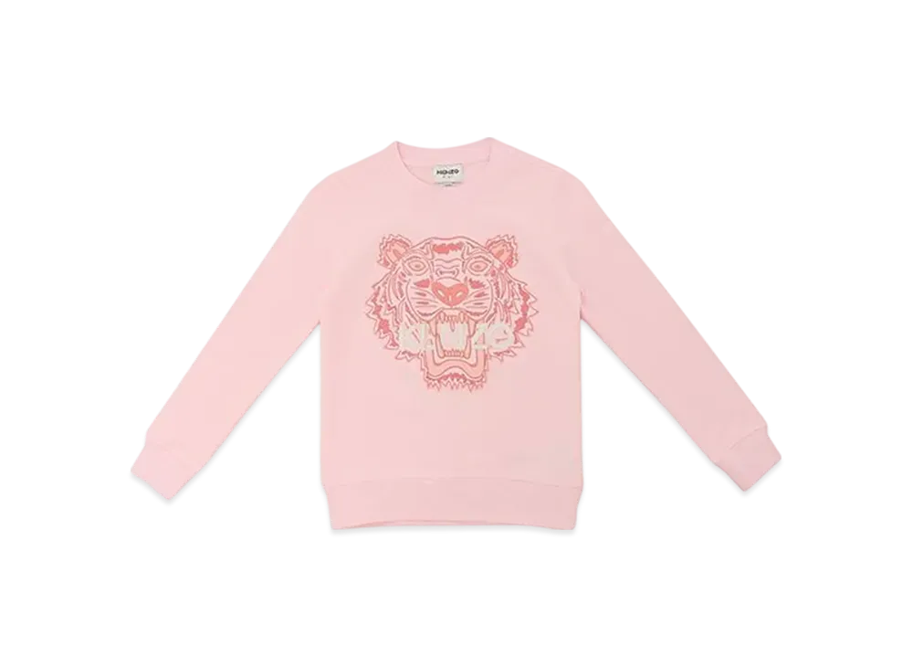 KENZO Kids Tiger Head Print Crew Neck Sweatshirt "Pink"