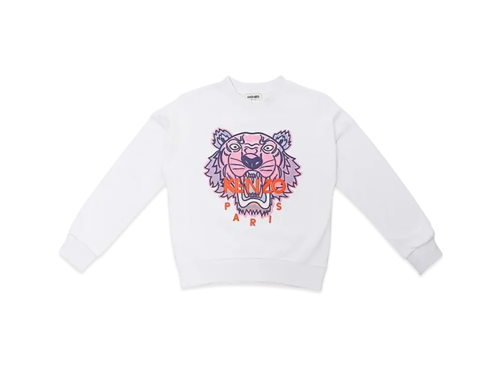 KENZO Kids Logo Embroidered Crewneck Sweatshirt "White"