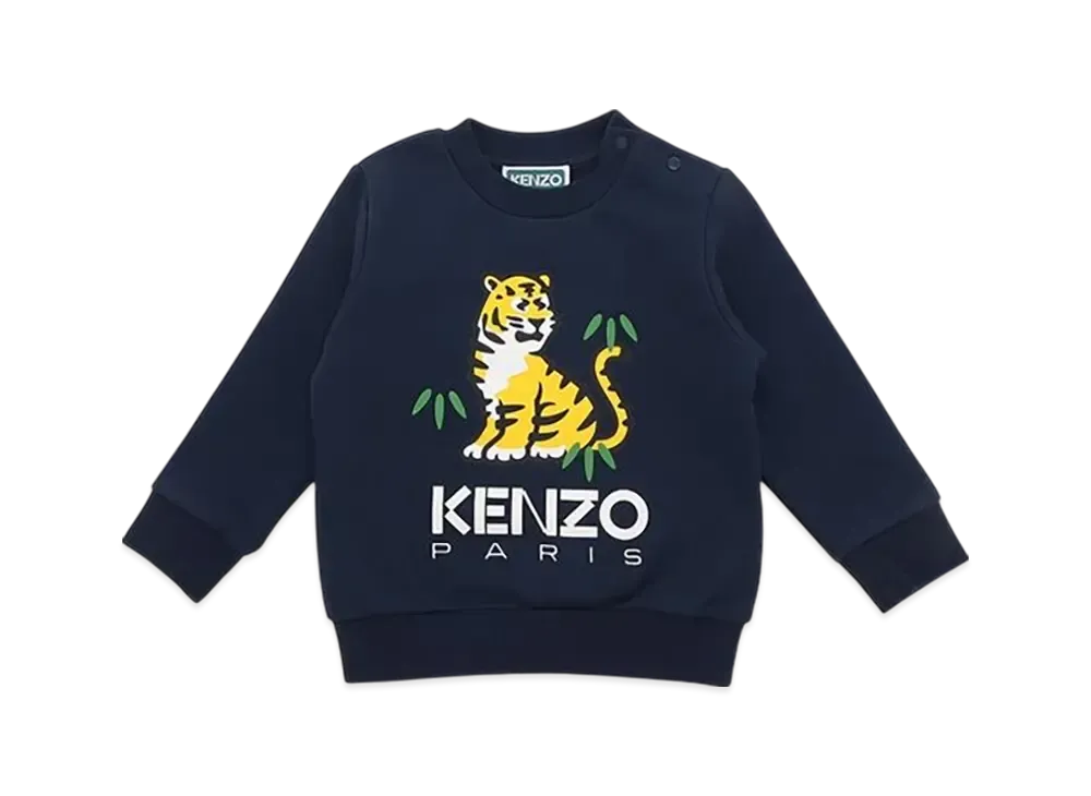 KENZO Kids Tiger Motif Marine Logo Print Sweat "Navy"