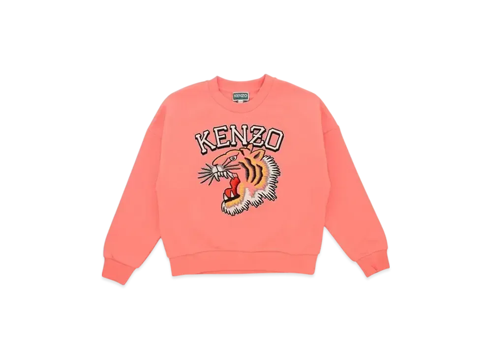 KENZO Kids Tiger Motif Embroidered Logo Sweat "Pink"