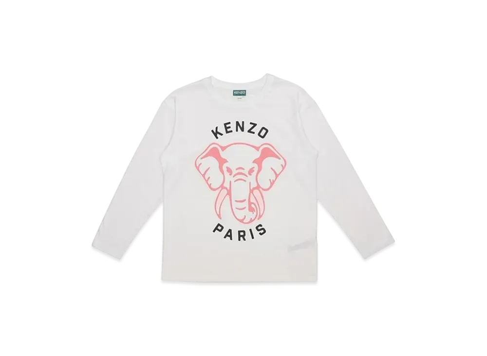 KENZO Kids Elephant Logo Print T-shirt "White"