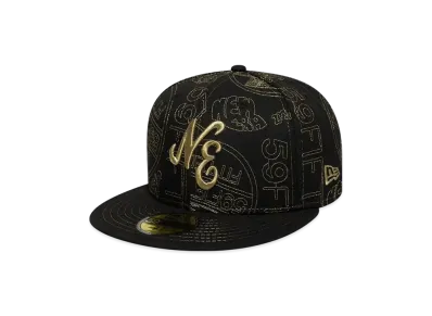NEW ERA 59Fifty 59Fifty Day Memorial Collection Classic Logo Sticker All-Over Embroidery "Black/Gold"