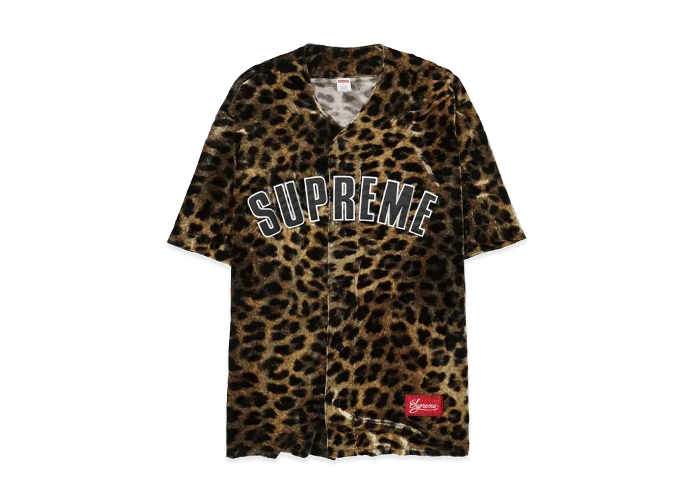 Supreme Velvet Baseball Jersey "Leopard"