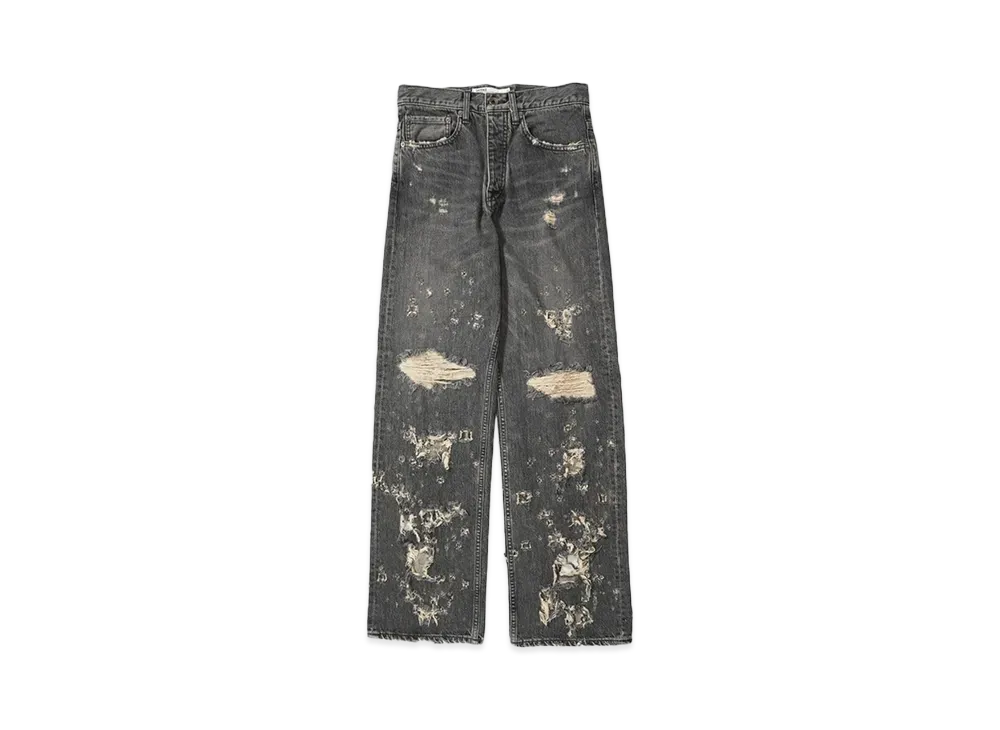 DAIRIKU Damage Straight Denim Pants "BLACK"
