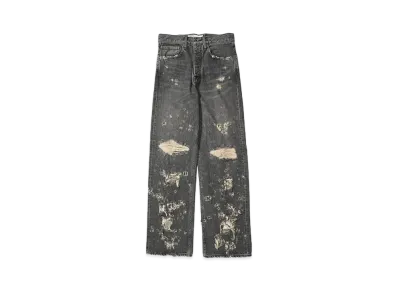 DAIRIKU Damage Straight Denim Pants "BLACK"