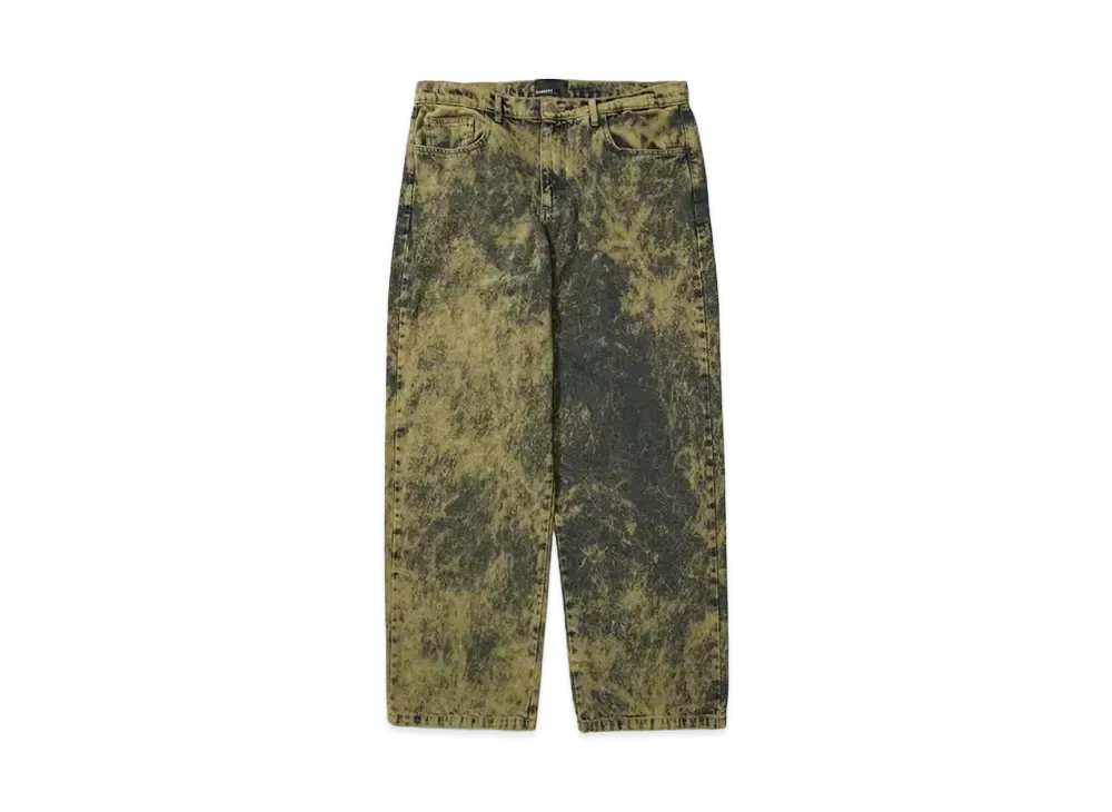 RASSVET MEN ACID WASH BAGGY DENIM PANTS WOVEN "GREEN"