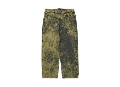 RASSVET MEN ACID WASH BAGGY DENIM PANTS WOVEN "GREEN"