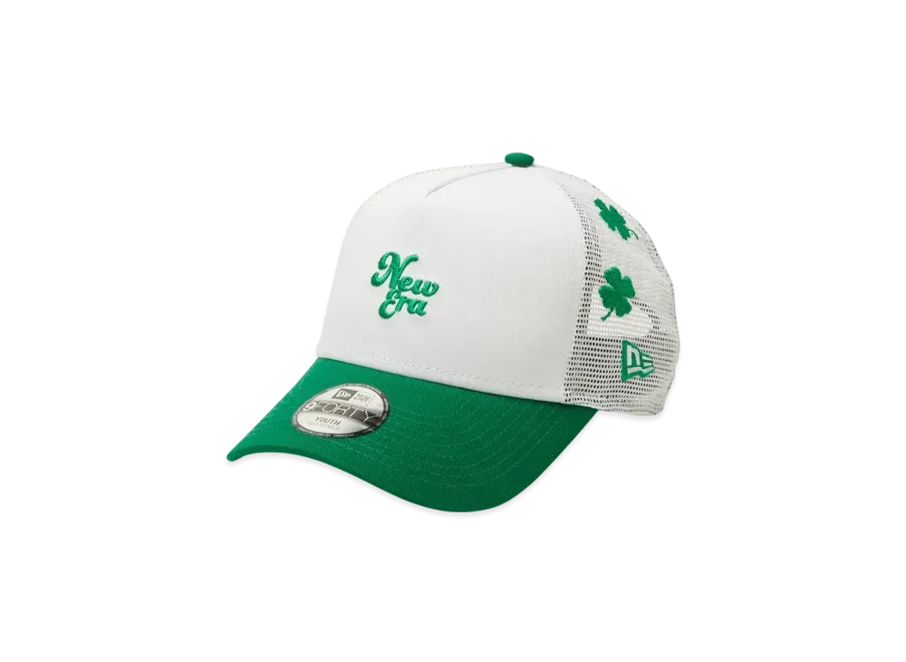 NEW ERA Kids Youth 9Forty A-Frame Tracker Mesh Embroidery Clover "White/Kelly Green"