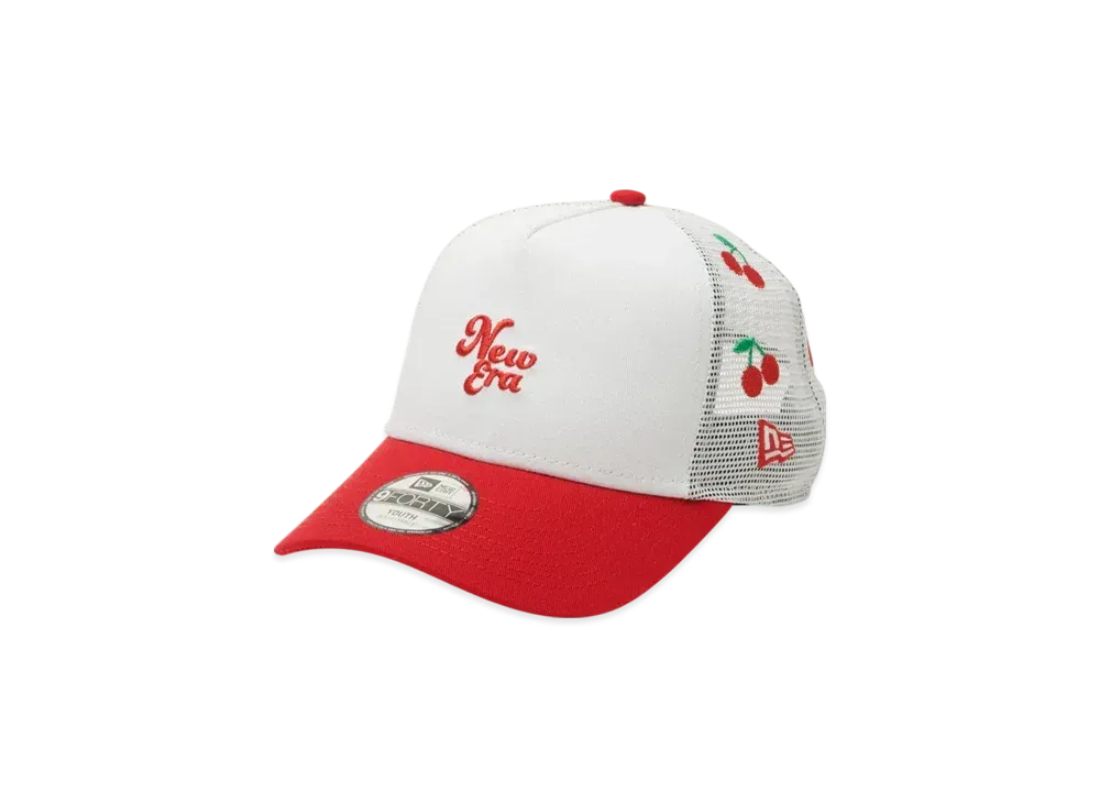 NEW ERA Kids Youth 9Forty A-Frame Tracker Mesh Embroidery Cherry "White/Scarlet"