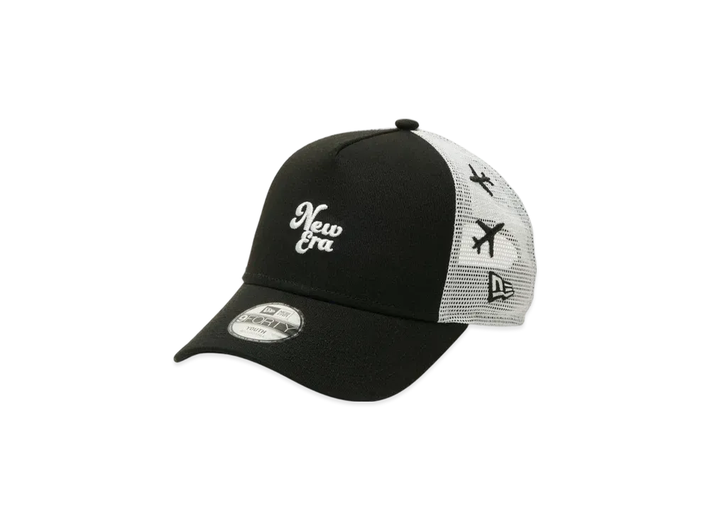 NEW ERA Kids Youth 9Forty A-Frame Tracker Mesh Embroidery Plane "Black/White"