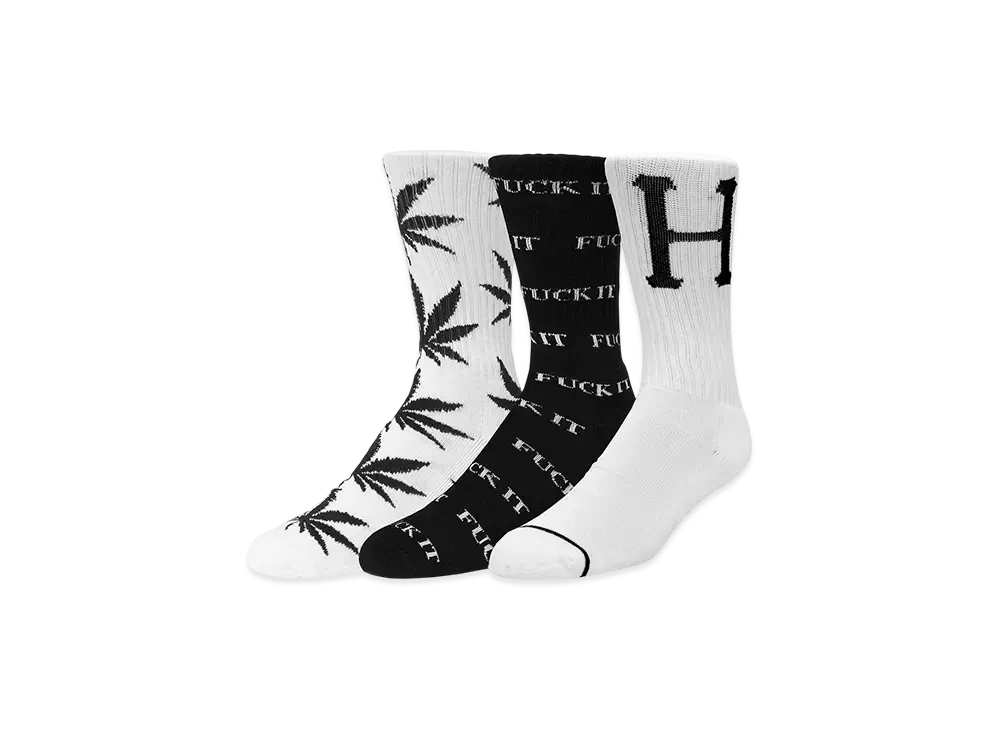 HUF Variety 3Pack Socks "Black/White"