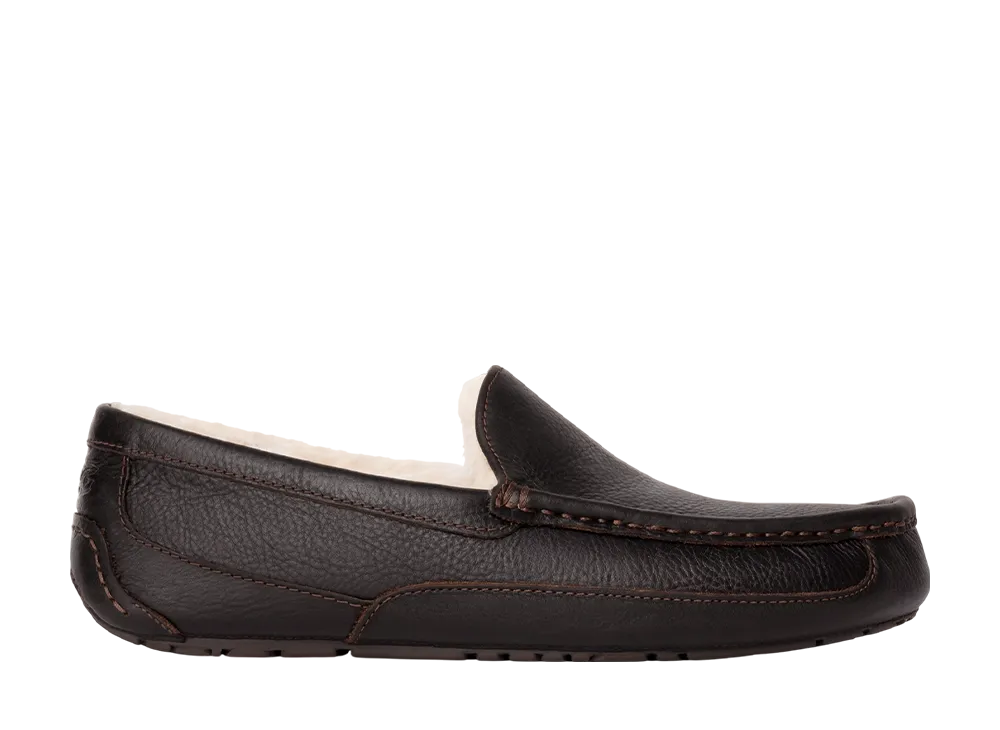 アグ アスコット レザー スリッパ "ダークスパイス"