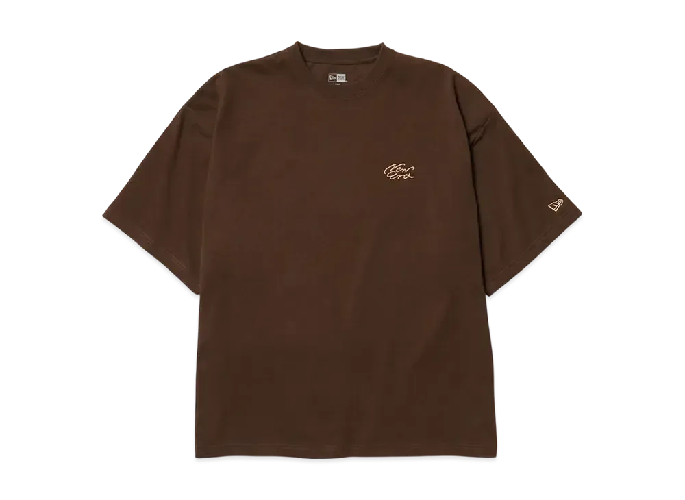 NEW ERA Short Sleeve Oversized Cotton T-shirt Handwritten Logo "Walnut"