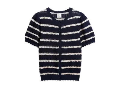 GAP x DOEN Linen Blend Pointail Cropped Cardigan "Navy Blue"