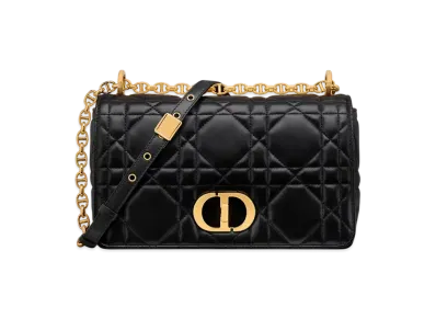 Dior Medium Soft Dior Caro Bag Macrocannage Lambskin "Black"