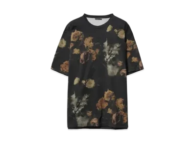 LAD MUSICIAN 30/2 T-CLOTH ROSE+CAT BIG T "BLACK BEIGE"