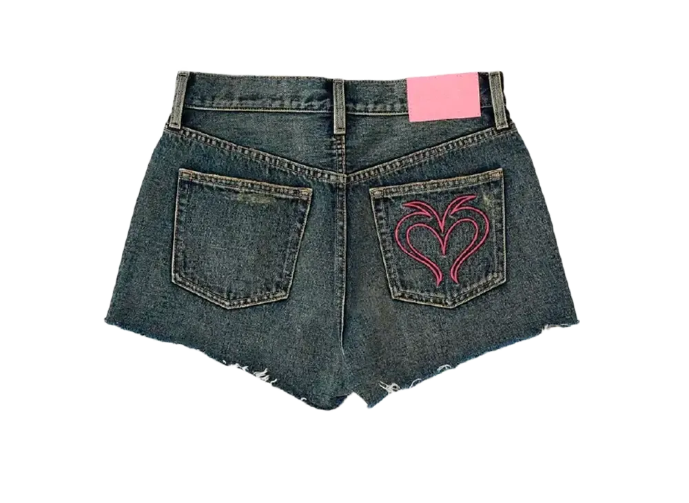 MOUSSY BEP HEART DENIM ショーツ　デニム　size1 BlackEyePatch WOMEN x MOUSSY Bep Heart Denim Shorts 