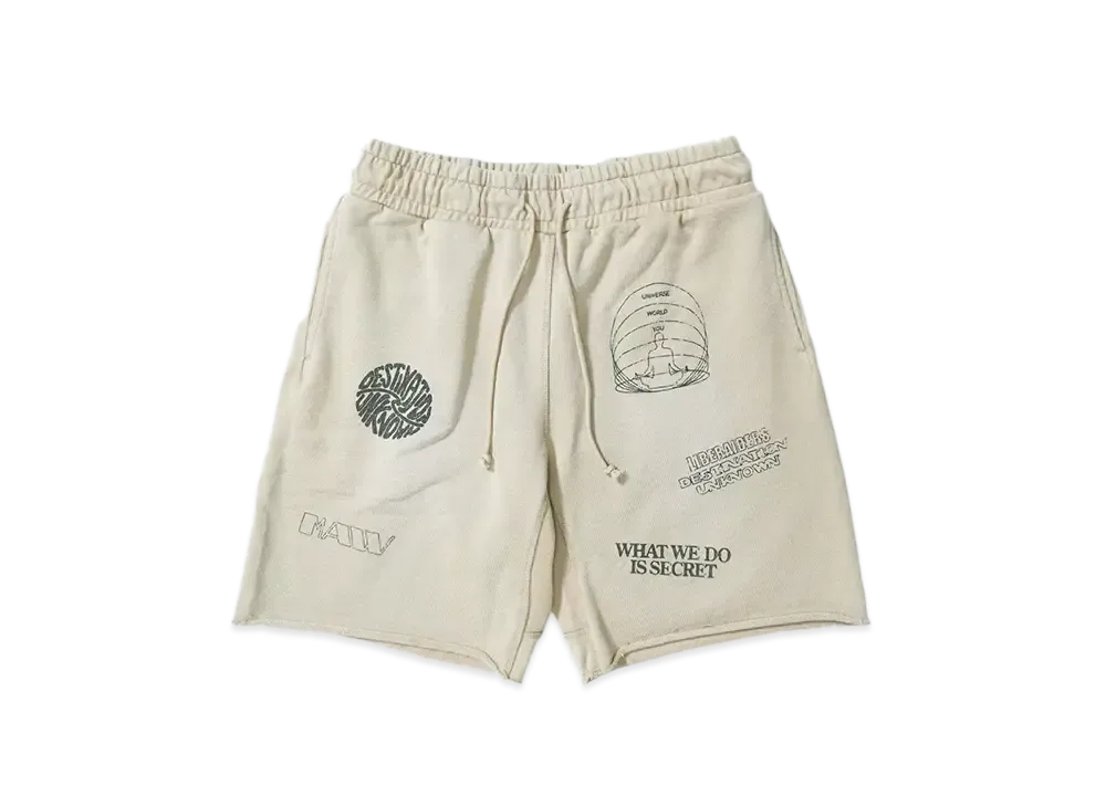 Liberaiders HANDWRITING PRINT SWEAT SHORTS "BEIGE"