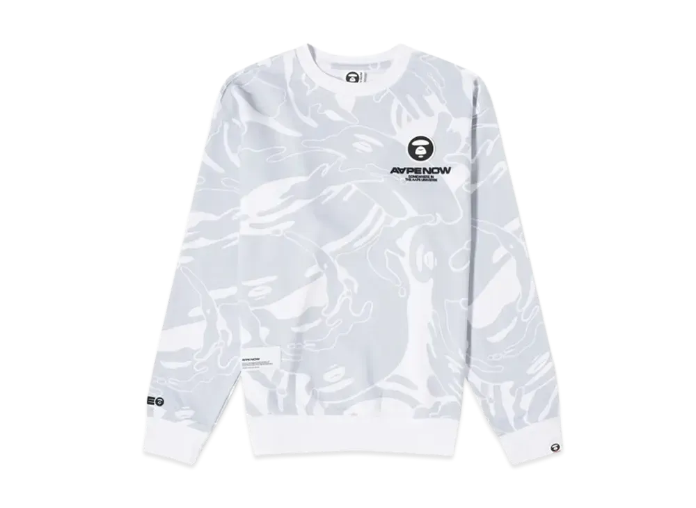 アベイジングエイプ ナウ シリコンバッジ カモ クルースウェット "ホワイト"