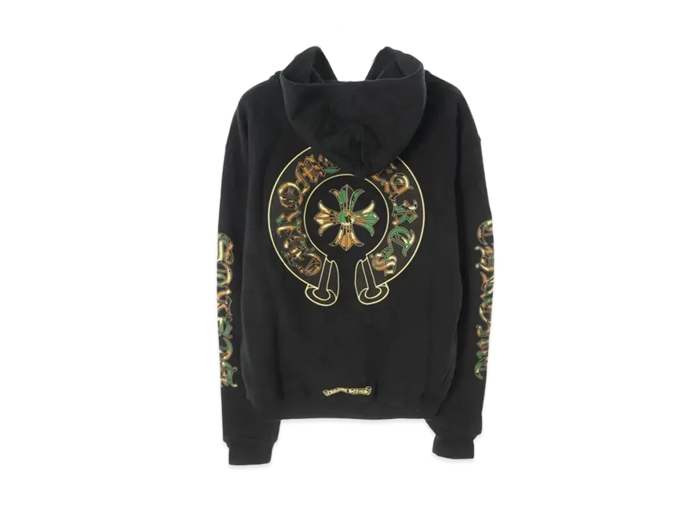 クロムハーツ カモフラ ホースシュー バックプリント ジップ フーディー "ブラック"