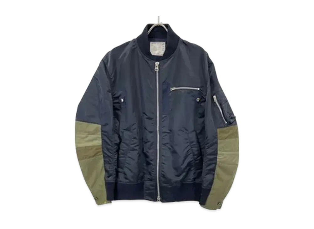 サカイ 21ss ナイロン ツイル MA-1 ブルゾン "ネイビー"