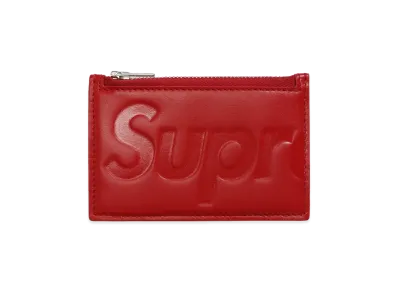 Supreme Leather Zip Card Holder (25SS) "Red"