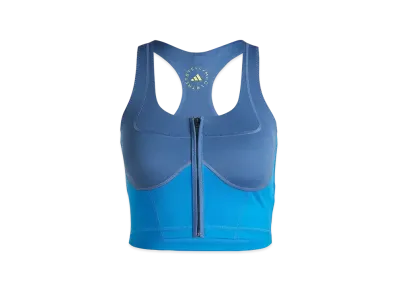 adidas by Stella McCartney Two-Tone Zip Crop Top "Deep Sea Blue-Smc/Bahia Blue"