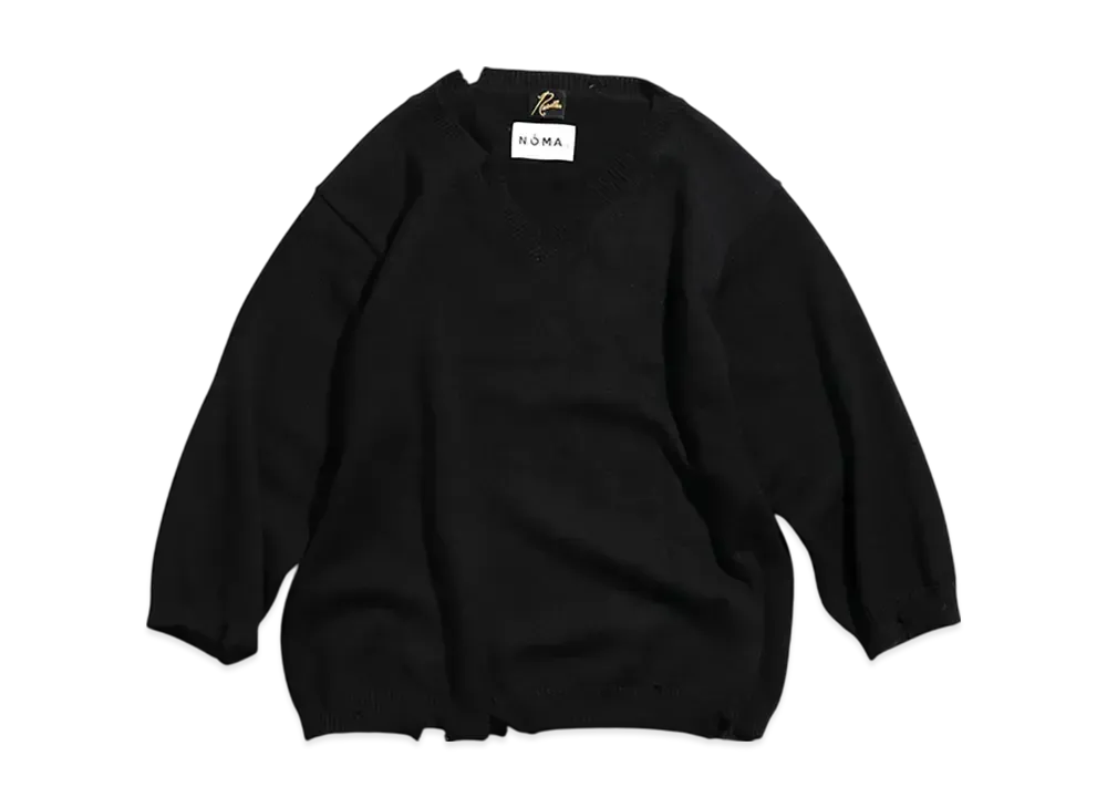 Needles x NOMA t.d. V Neck Pullover Sweater Crush Knit "Black"