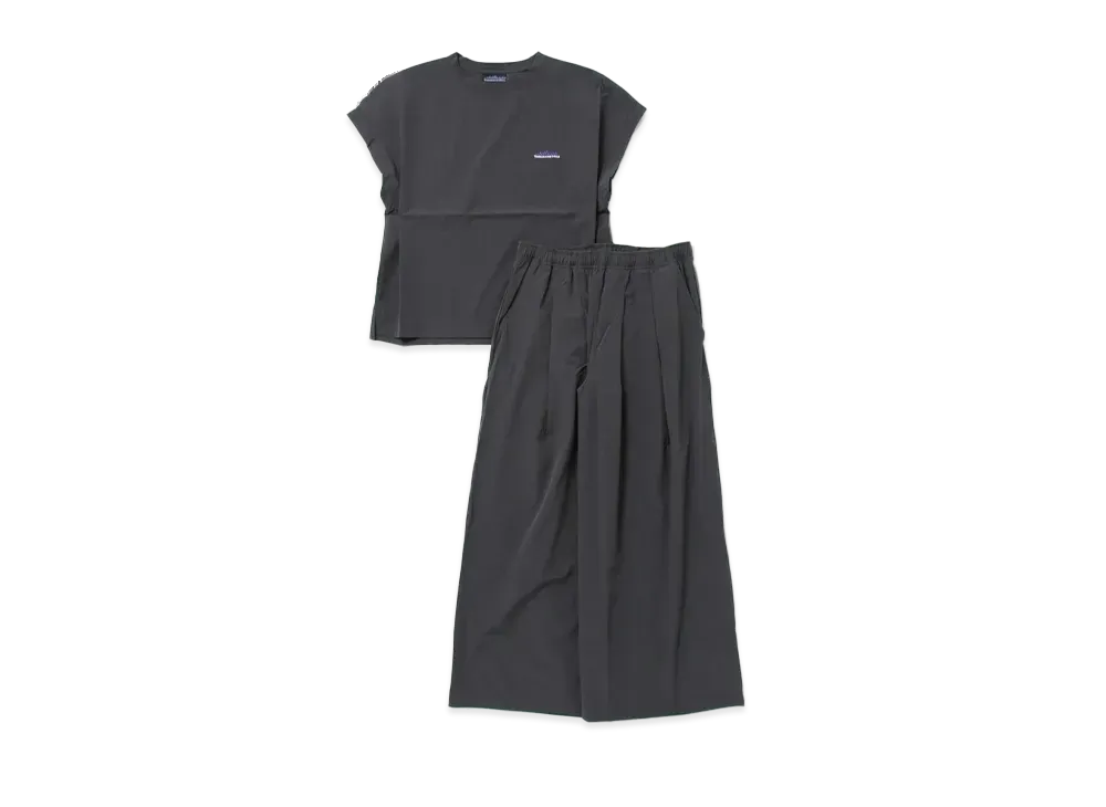 THOUSAND MILE French Sleeve Shirt & Wide Pants Set "Charcoal"