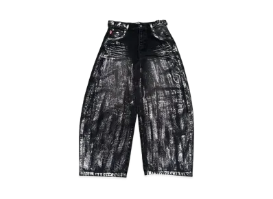 9090 Heisei Logo Shiny Printed Denim Pants "BLACK"