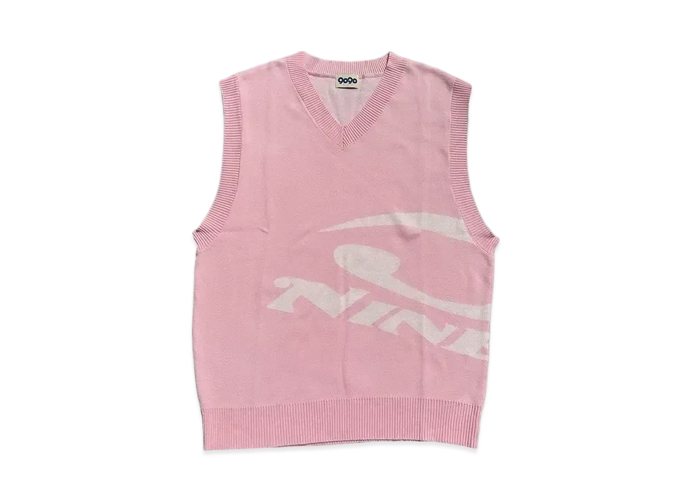 9090 Big Heisei Logo Knit Vest "SAKURA"
