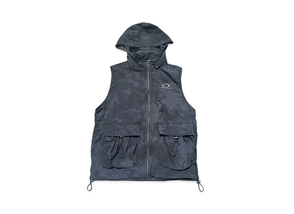 9090 Tie dye Hooded Nylon Vest "BLACK"